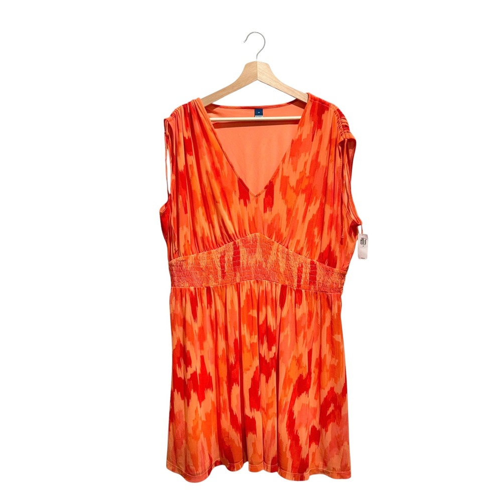NWT Old Navy‎ Orange Red Abstract Empire Waist Mini Dress Plus 2X